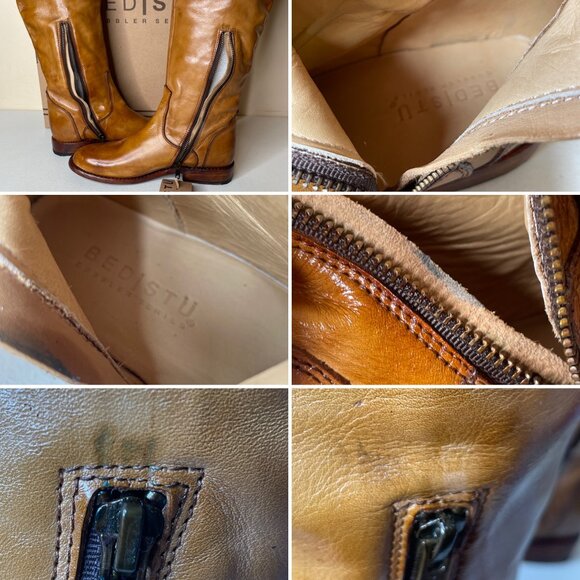 BED STU Tess Tan Distressed Leather Tall Riding Boots BEDSTU Size 8 - Picture 11 of 16